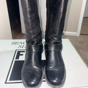 Frye Black Leather Heeled Boots